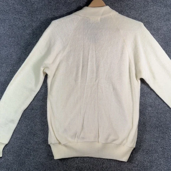 Vintage Zefran Chenille Terry Knit Sweater Mens Large Beige 80's Made in USA NOS - Picture 3 of 10